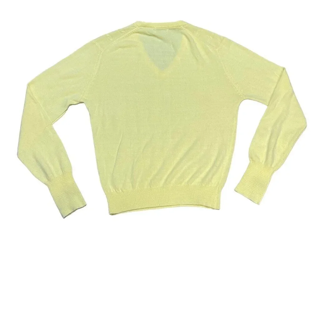 Mr Rogers Style Vneck Vintage Izod Acrylic Yellow Sweater Medium Grandpa Core